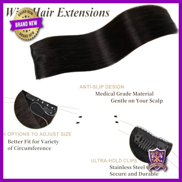 16 Inch Real Human Hair Halo Extensions Adjustable Wire With Clips main image 6